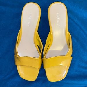 Nine West slip on sandals, yellow, size 9